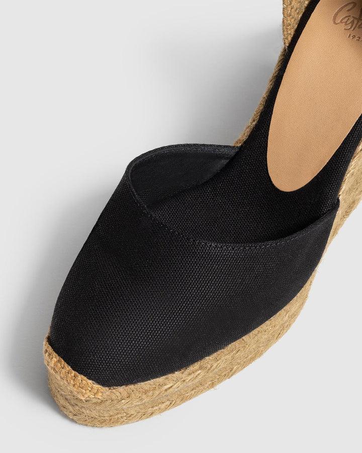 Castañer CASTAÑER | Alpargatas Carina en algodón orgánico cierre mediante lazada y cuña de 11cm. – Castañer Outlet online