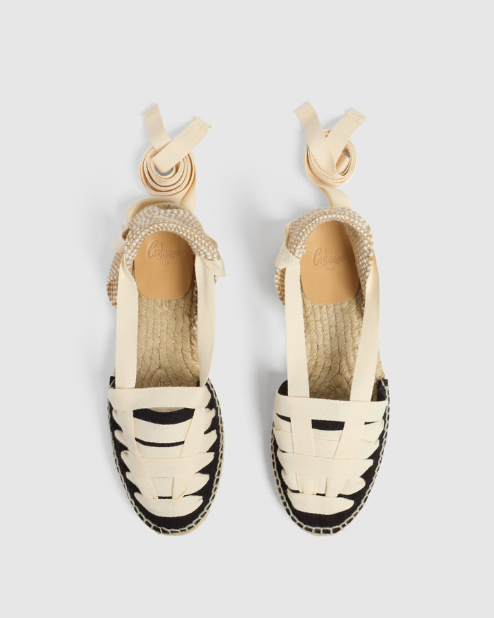Castañer CASTAÑER ALPARGATAS PLANAS JEAN NEGRO/NATURAL MUJER – Castañer Liquidación