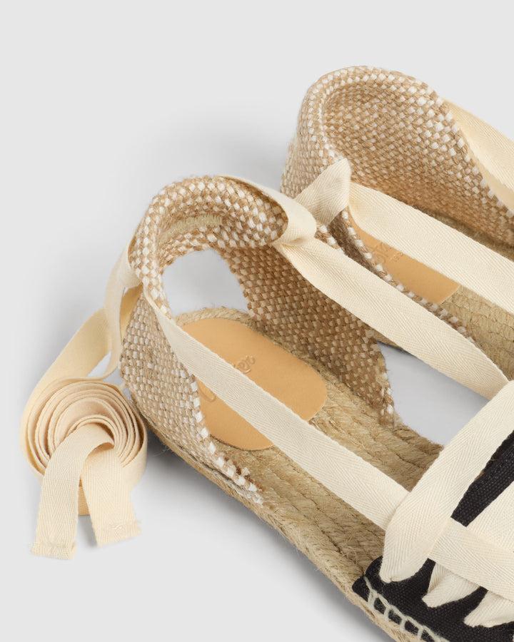 Castañer CASTAÑER ALPARGATAS PLANAS JEAN NEGRO/NATURAL MUJER – Castañer Liquidación