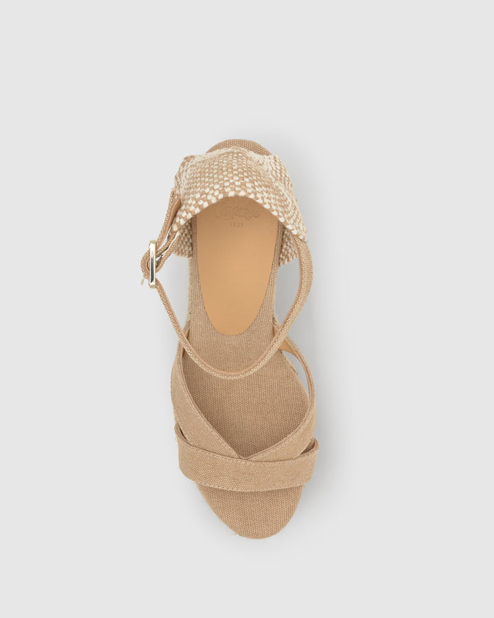Castañer Alpargata de Mujer estilo Sandalia con Cuña de 11cm de altura | Castañer ÚLTIMAS EDICIONES