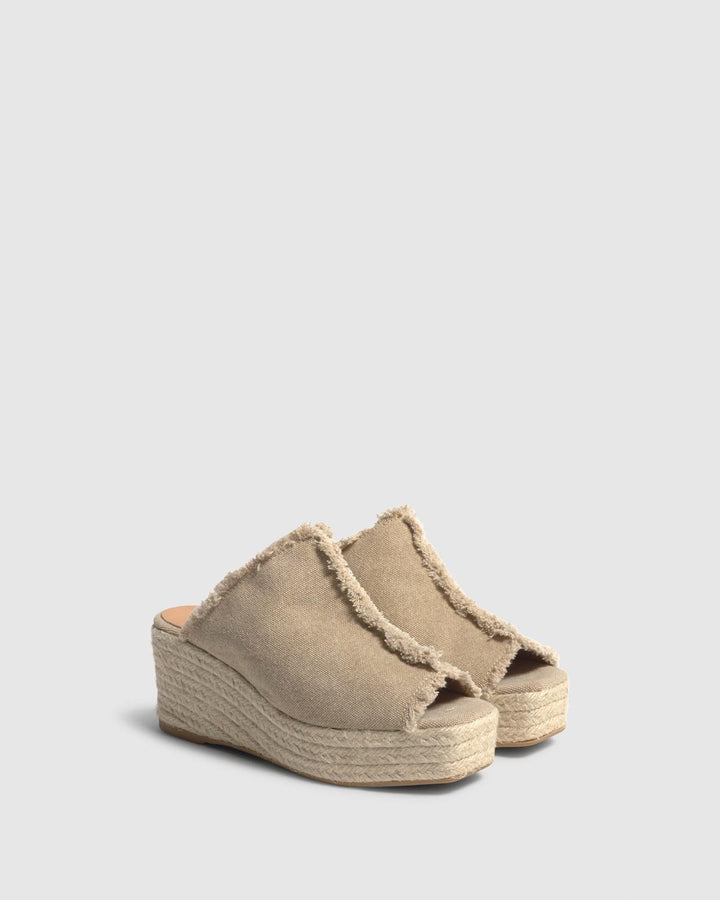 Castañer CASTAÑER | Alpargatas zueco Queral elaborada en lona de algodón yute en color natural y cuña de 6cm. – Castañer Liquidación