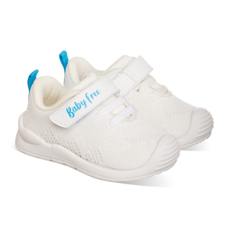 Chetto Deportiva blanca con detalle azul con Velcro moderna y respetuosa Rebajas de fin de temporada