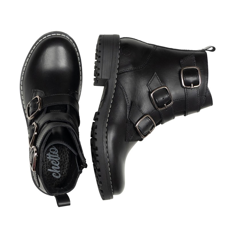 Chetto Botin tres hebillas - vi moda- 100% piel Rebajas online