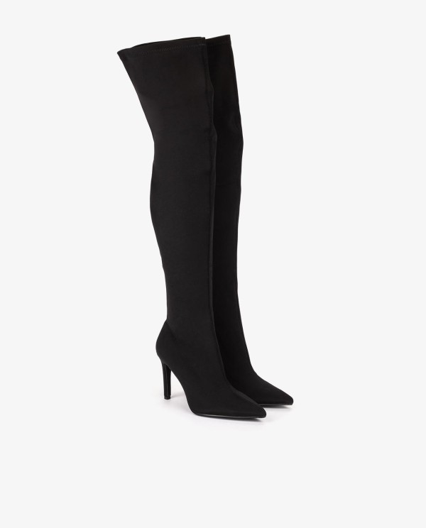 Cuplé MAXI BOTA NEGRA DE LICRA STRETCH CON TACÓN DE AGUJA Rebajas de fin de temporada