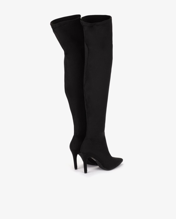 Cuplé MAXI BOTA NEGRA DE LICRA STRETCH CON TACÓN DE AGUJA Rebajas de fin de temporada