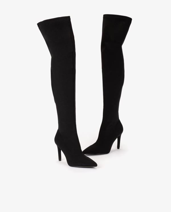Cuplé MAXI BOTA NEGRA DE LICRA STRETCH CON TACÓN DE AGUJA Rebajas de fin de temporada