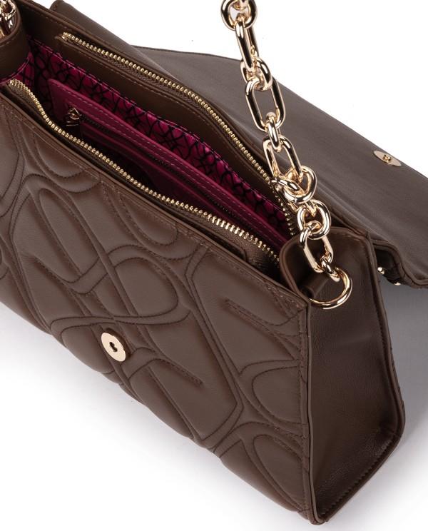 Cuplé BOLSO DE HOMBRO MARRÓN ACOLCHADO CON CADENA Y TACHUELAS DORADA Promoción trimestral