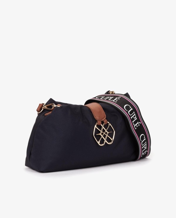 Cuplé BANDOLERA DE NYLON AZUL MARINO CON LOGO DORADO Y CORREA AJUSTABLE Superdescuento