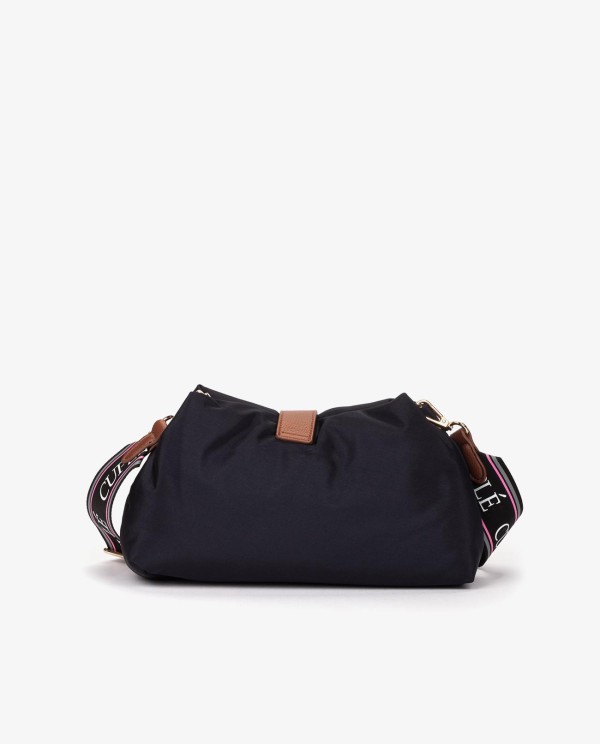 Cuplé BANDOLERA DE NYLON AZUL MARINO CON LOGO DORADO Y CORREA AJUSTABLE Superdescuento