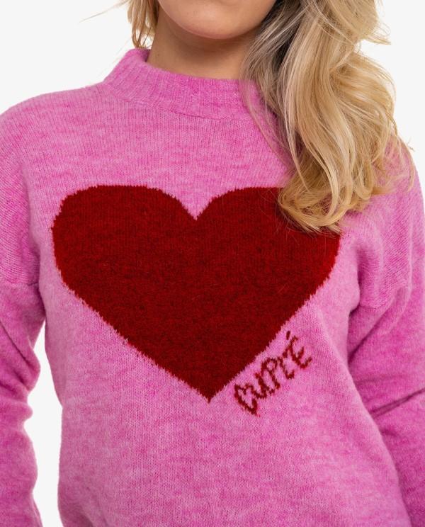 Cuplé JERSEY DE PUNTO ROSA CON CORAZÓN ROJO Ahorra y exporta