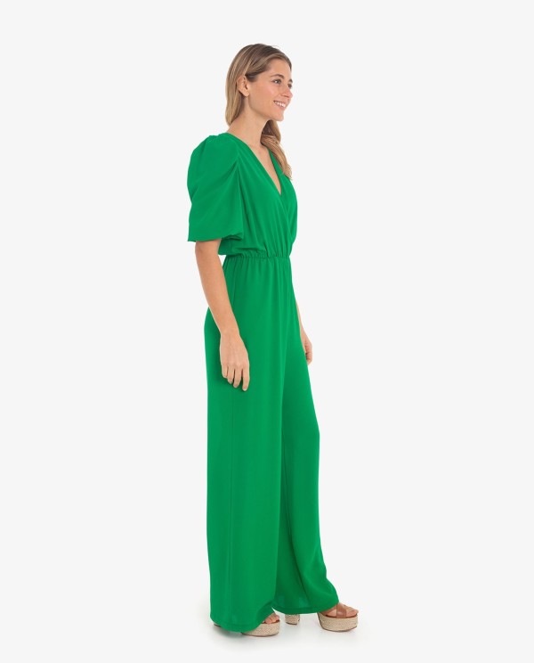 Cuplé MONO LARGO VERDE CON MANGAS ABULLONADAS Libre de impuestos