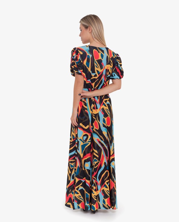 Cuplé VESTIDO LARGO ESTAMPADO ARTIST MANGAS ABULLONADAS Ofertas de temporada