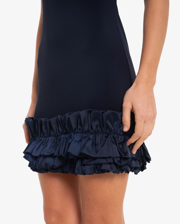 Cuplé VESTIDO CORTO AZUL MARINO CON VOLANTES Rebajas de fin de temporada