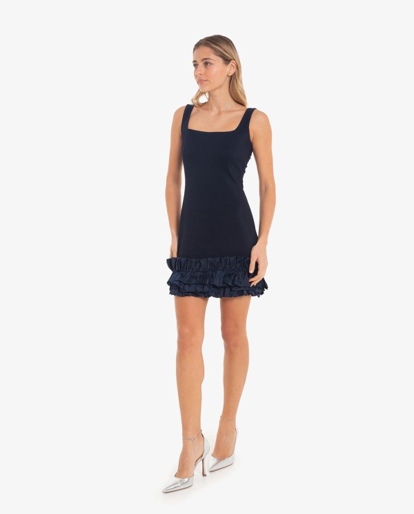 Cuplé VESTIDO CORTO AZUL MARINO CON VOLANTES Rebajas de fin de temporada