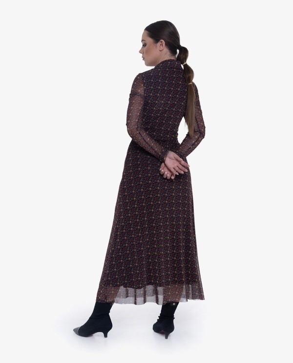 Cuplé VESTIDO MIDI DE TUL ESTAMPADO FLORAL CON CUELLO POLO Devoluciones gratuitas
