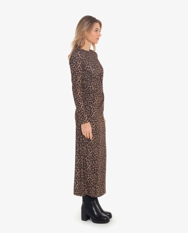 Cuplé VESTIDO DE PUNTO CON FRUNCE Y ESTAMPADO LEOPARDO En línea