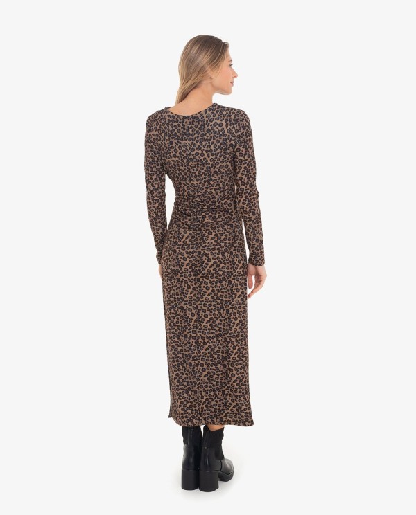 Cuplé VESTIDO DE PUNTO CON FRUNCE Y ESTAMPADO LEOPARDO En línea