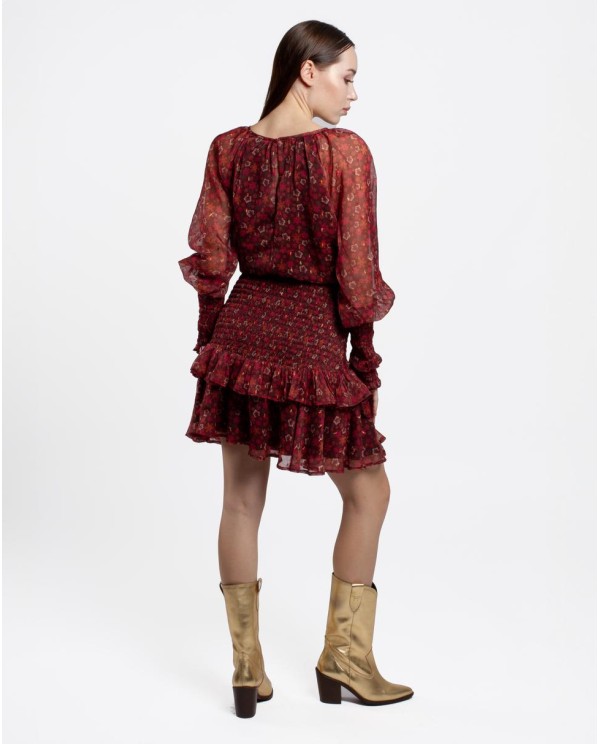 Cuplé MINI VESTIDO DRAPEADO CINTURA GASA ESTAMPADO FLORE Últimos 3 días