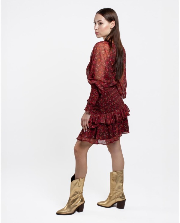 Cuplé MINI VESTIDO DRAPEADO CINTURA GASA ESTAMPADO FLORE Últimos 3 días