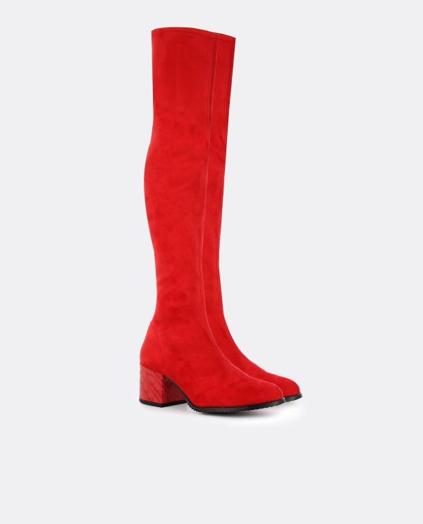Cuplé BOTA MOSQUETERA ROJO DE ULTRASUEDE ELÁSTICO CON TACÓN MEDIO Últimos 2 días