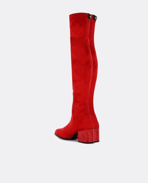 Cuplé BOTA MOSQUETERA ROJO DE ULTRASUEDE ELÁSTICO CON TACÓN MEDIO Últimos 2 días