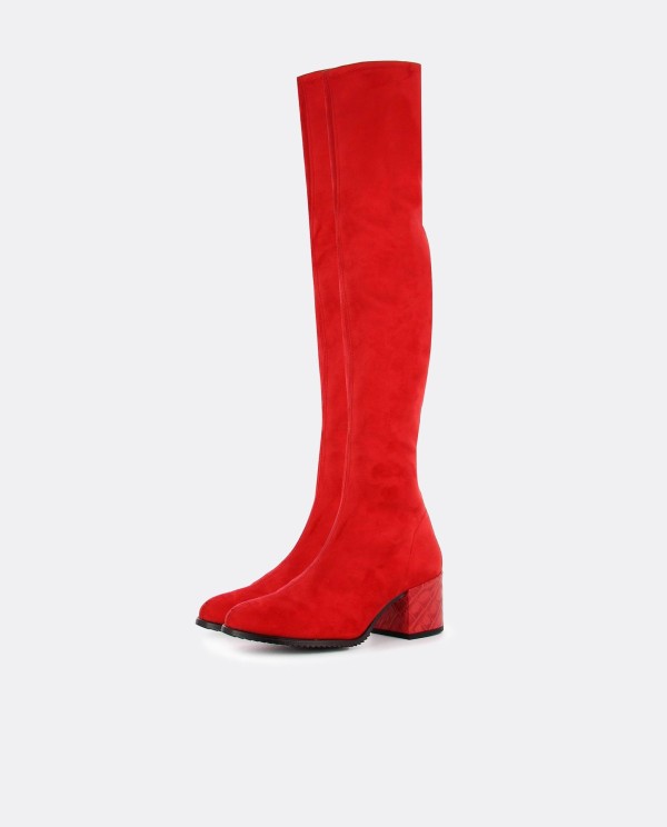 Cuplé BOTA MOSQUETERA ROJO DE ULTRASUEDE ELÁSTICO CON TACÓN MEDIO Últimos 2 días