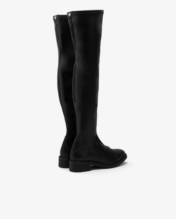 Cuplé BOTA ALTA DE TECNOPIEL COLOR NEGRO CON TACÓN BAJO Último día