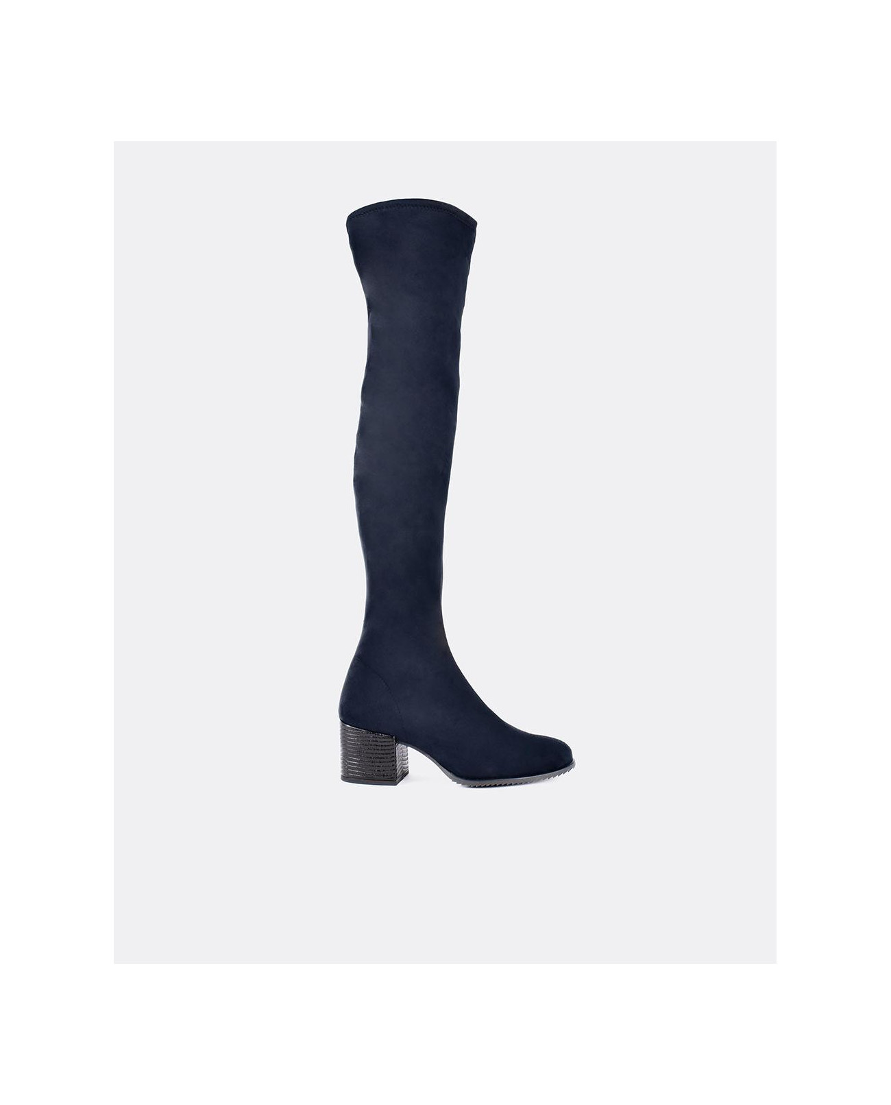 Cuplé BOTA MOSQUETERA MARINO DE ULTRASUEDE ELÁSTICO CON TACÓN MEDIO Precio de fábrica