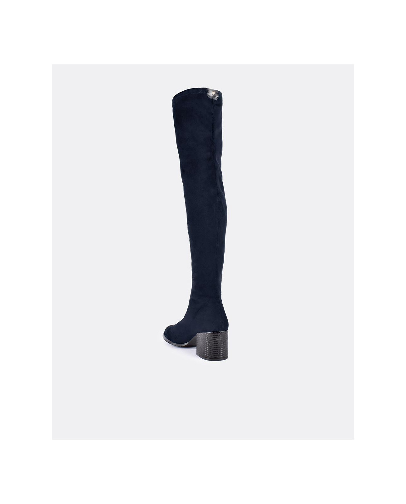 Cuplé BOTA MOSQUETERA MARINO DE ULTRASUEDE ELÁSTICO CON TACÓN MEDIO Precio de fábrica
