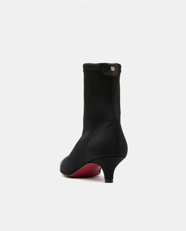 Cuplé BOTÍN NEGRO DE LICRA STRETCH CON PUNTERA DE PIEL Y TACÓN BAJO Promoción trimestral