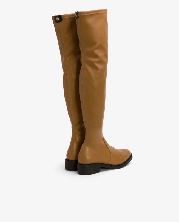 Cuplé BOTA ALTA DE TECNOPIEL COLOR CUERO CON TACÓN BAJO Superdescuento