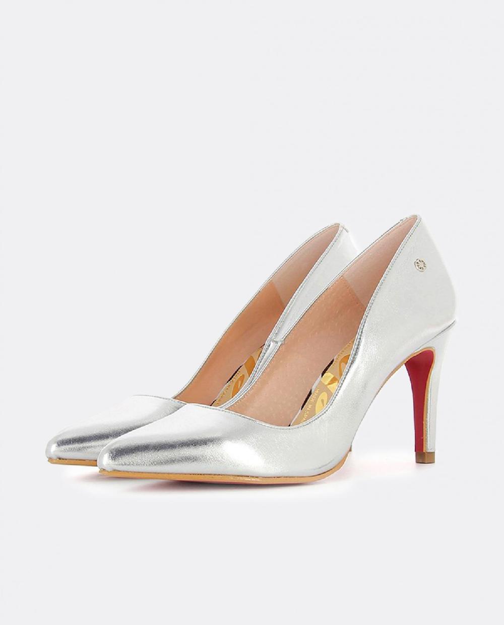 Cuplé STILETTO PLATA METALIZADO DE NAPA CON TACÓN ALTO En oferta