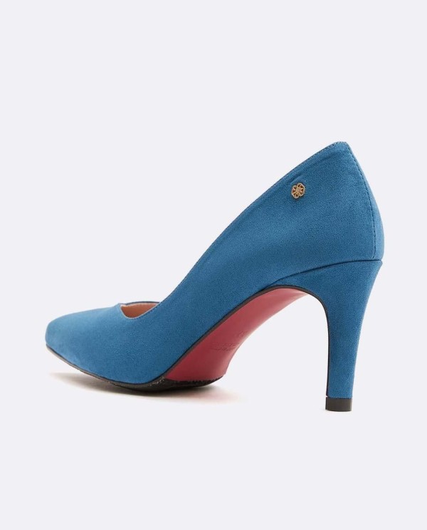 Cuplé SALÓN AZUL DE ULTRASUEDE CON PUNTA FINA Y TACÓN MEDIO Rebajas de fin de temporada