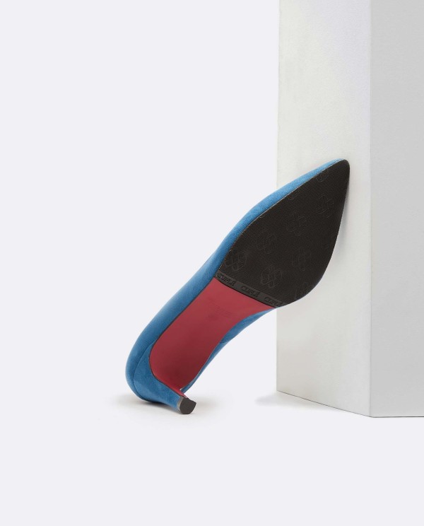 Cuplé SALÓN AZUL DE ULTRASUEDE CON PUNTA FINA Y TACÓN MEDIO Rebajas de fin de temporada