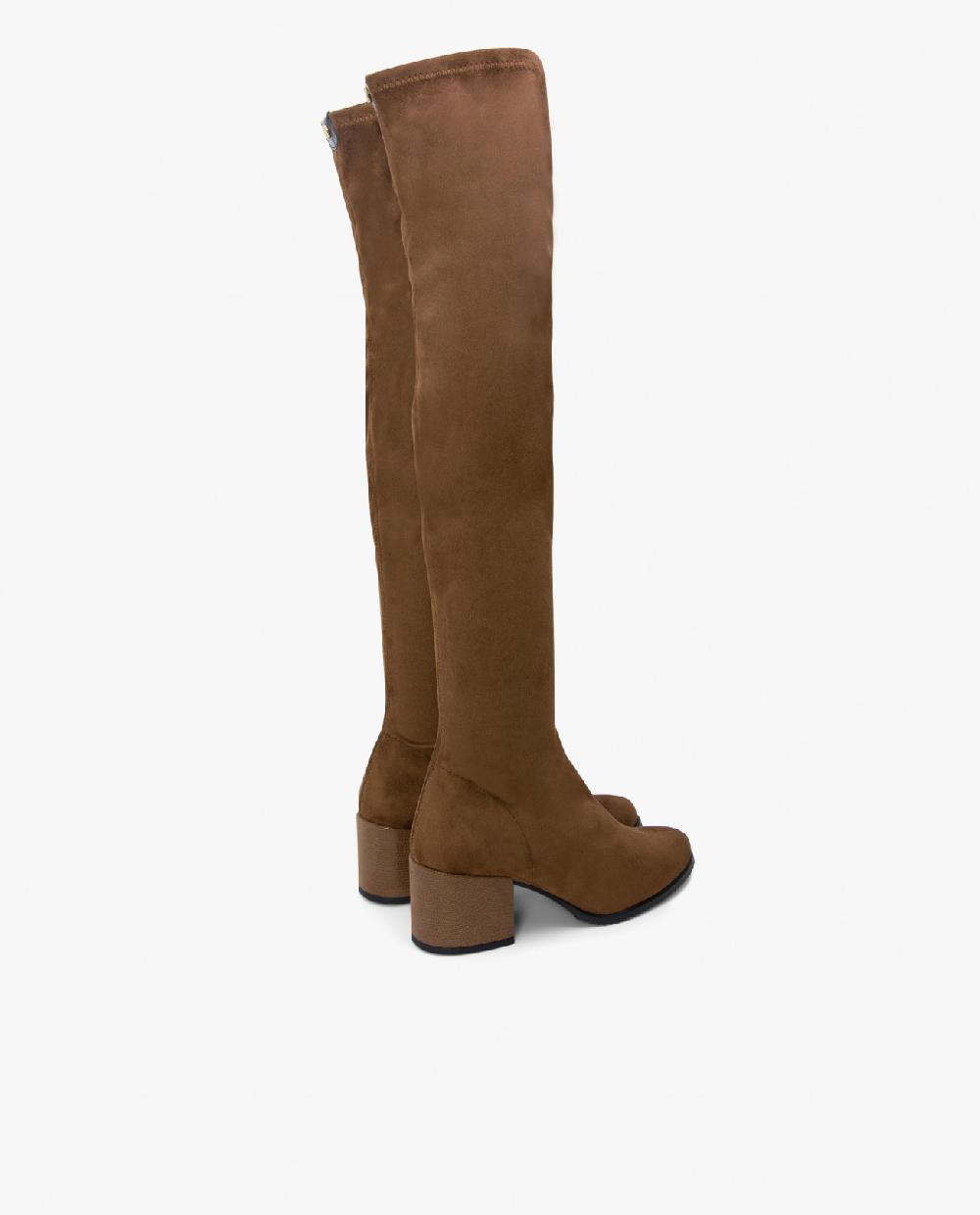 Cuplé BOTA MOSQUETERA CUERO DE ULTRASUEDE ELÁSTICO CON TACÓN MEDIO En línea