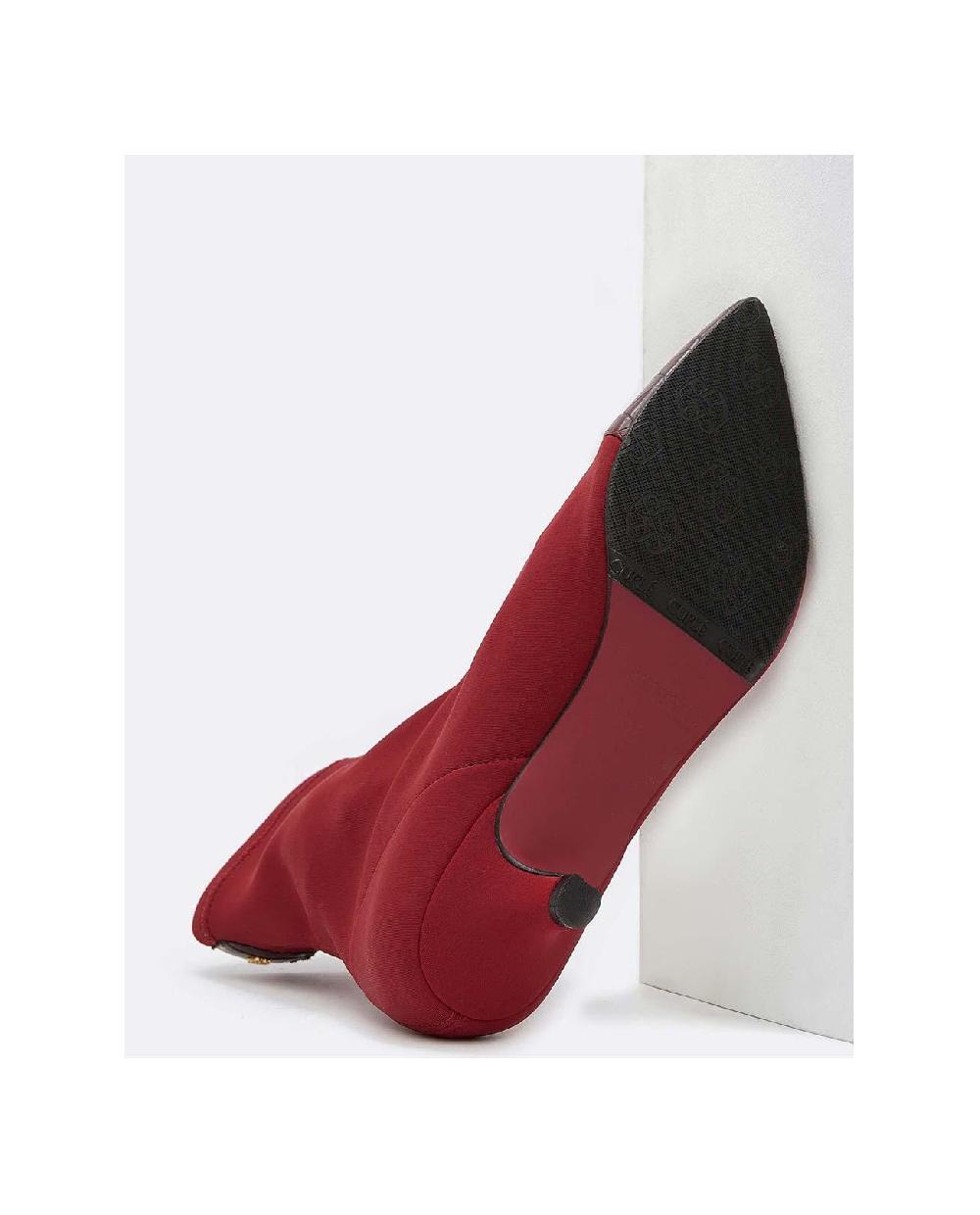 Cuplé BOTÍN BURDEOS DE LICRA STRETCH CON PUNTERA DE PIEL Y TACÓN BAJO En oferta