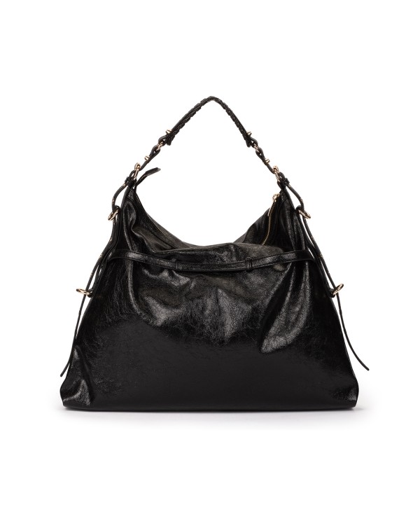 Cuplé MAXI SHOPPER DE TECNOPIEL NEGRO CON DETALLES DORADOS Envío gratis