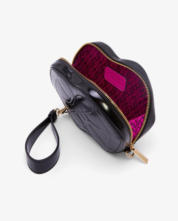 Cuplé BOLSO NEGRO DE TECNOPIEL CON FORMA DE LOGO Y ASA LATERAL Grandes descuentos