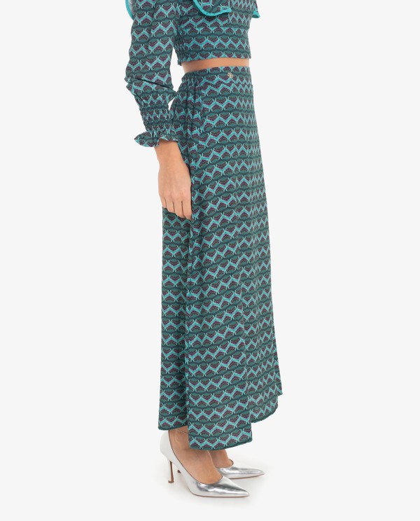 Cuplé FALDA MIDI CON ESTAMPADO GEOMETRICO AZUL Ahorra y exporta