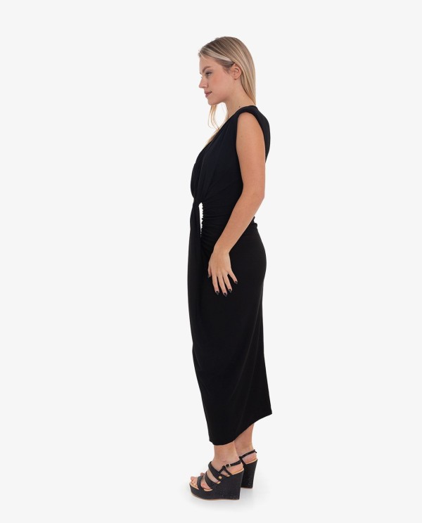 Cuplé VESTIDO AJUSTADO CON ESCOTE Y NUDO COLOR NEGRO Descuento por venta flash