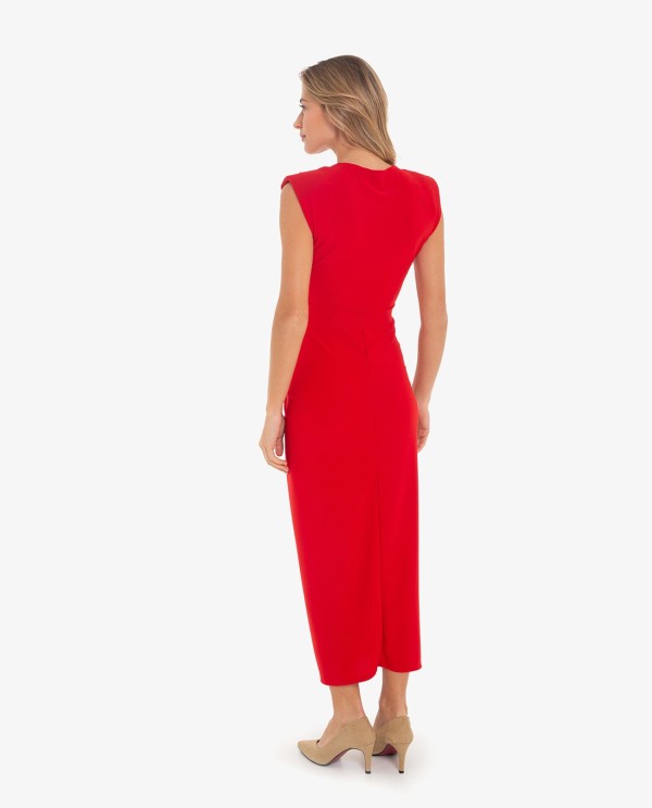 Cuplé VESTIDO AJUSTADO CON ESCOTE Y NUDO COLOR ROJO Ofertas de temporada