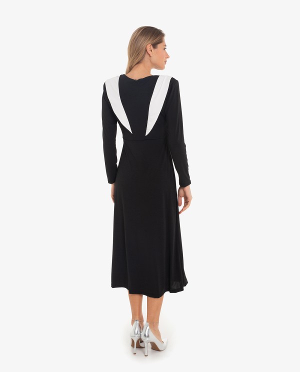 Cuplé VESTIDO NEGRO CON SOLAPAS EN HOMBROS BLANCAS Ofertas especiales