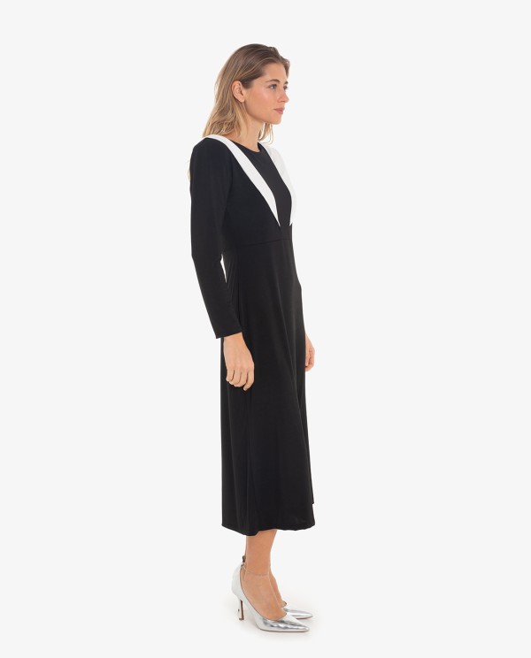 Cuplé VESTIDO NEGRO CON SOLAPAS EN HOMBROS BLANCAS Ofertas especiales