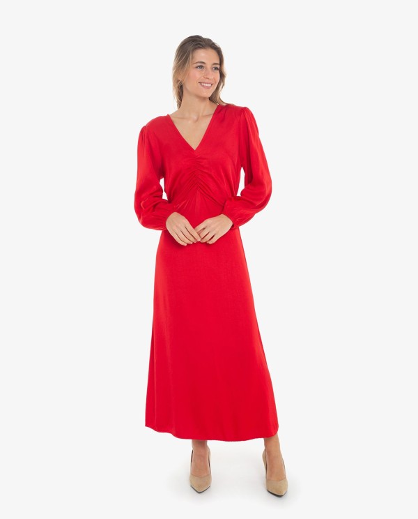 Cuplé VESTIDO CON DRAPEADO CENTRAL COLOR ROJO Grandes ahorros