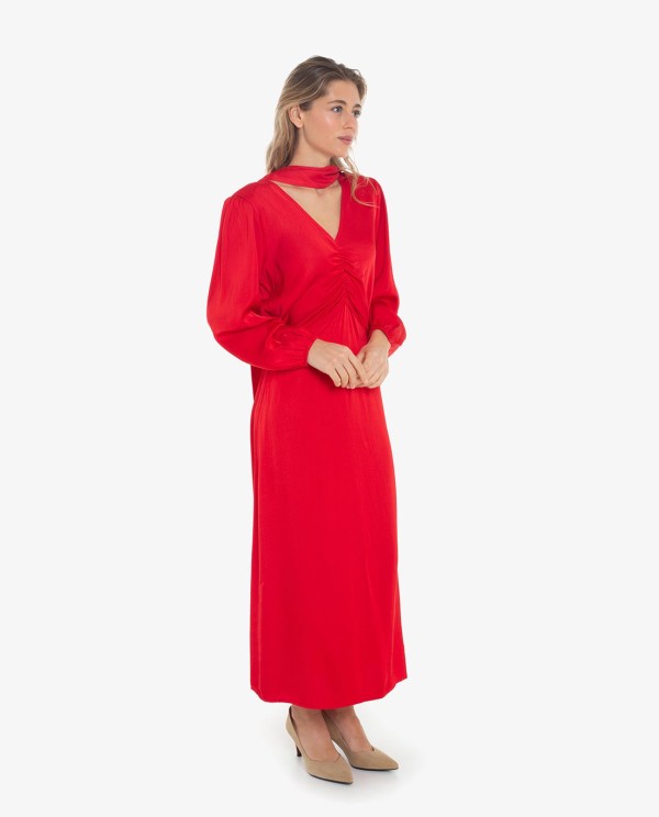 Cuplé VESTIDO CON DRAPEADO CENTRAL COLOR ROJO Grandes ahorros