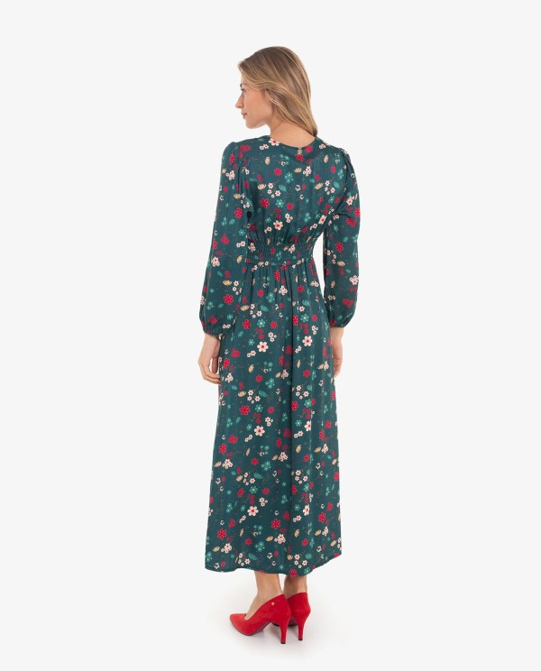 Cuplé VESTIDO ESCOTE PICO CON ESTAMPADO ASIÁTICO Precio ultrabajo