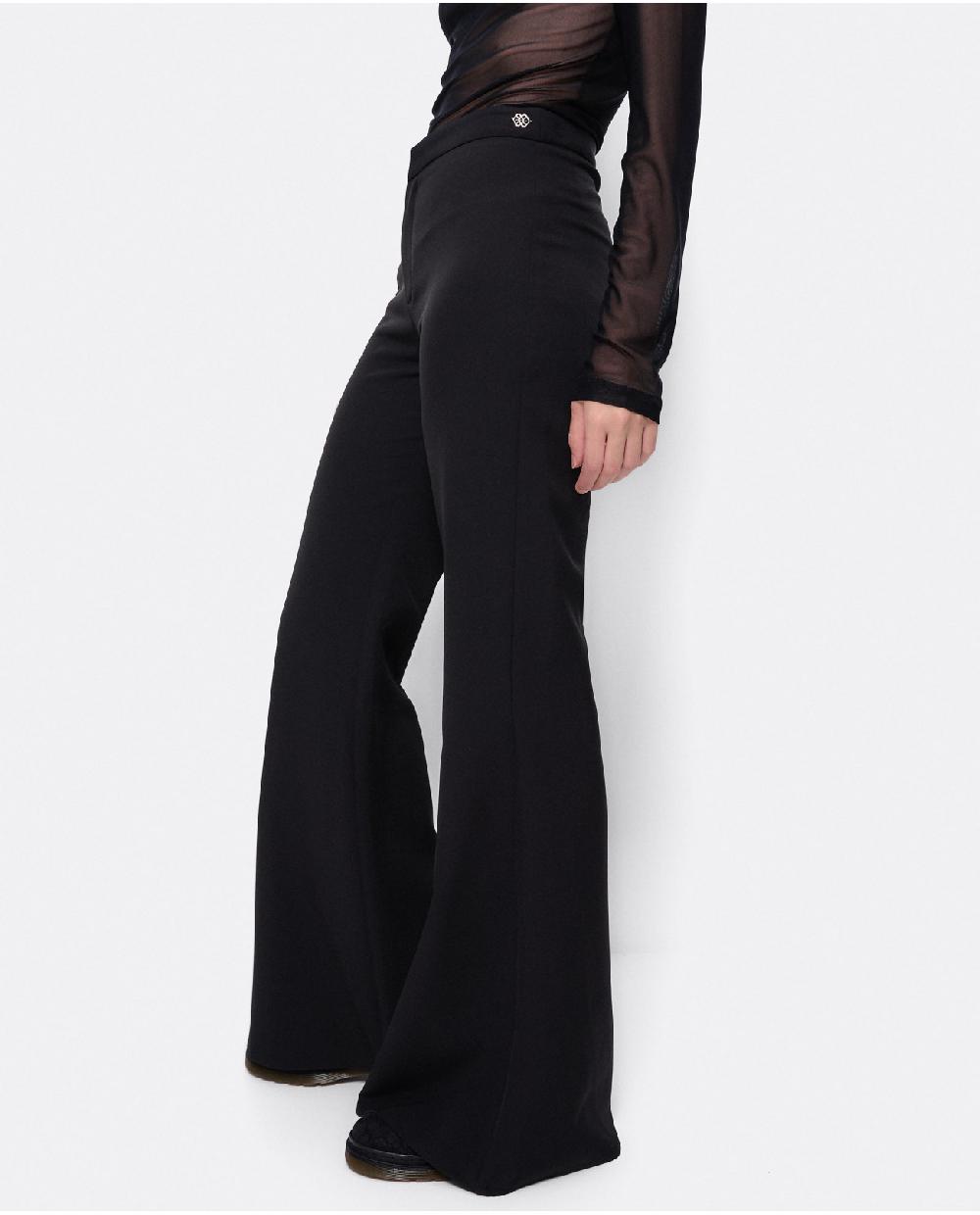 Cuplé PANTALON CAMPANA DOBLE TELA NEGRO Venta caliente
