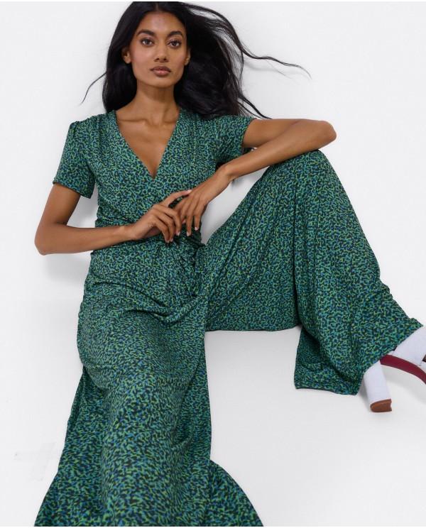 Cuplé MONO NUDO PUNTO LEOPARDO VERDE Rebajas de fábrica