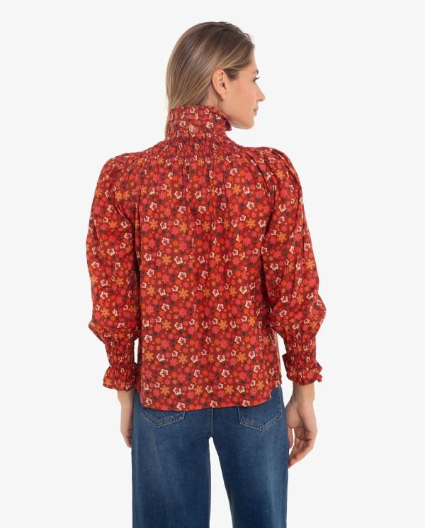 Cuplé CAMISA CUELLO Y PUÑOS FRUNCIDOS ESTAMPADO FLORES COMPRAR AHORA