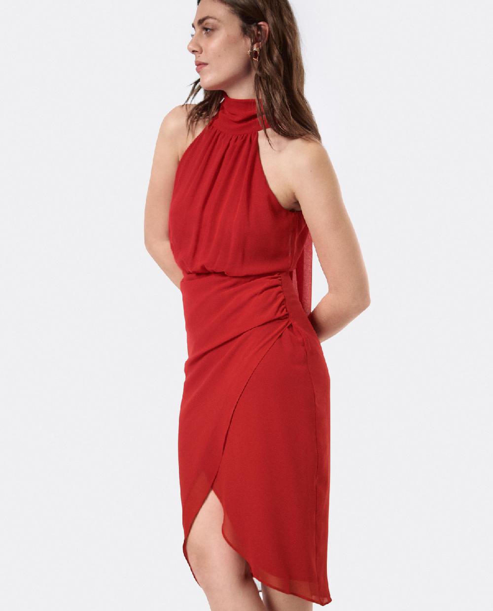 Cuplé VESTIDO ESCOTE HALTER GASA ROJO Oferta especial de fábrica